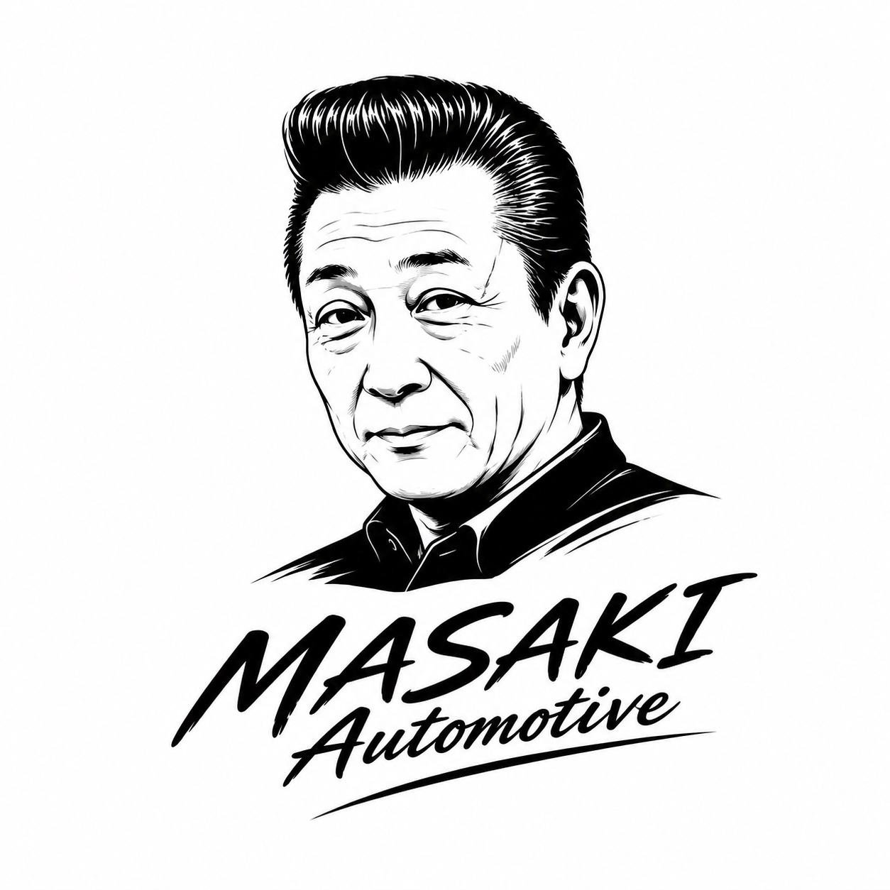 MASAKI Automotive 人物イラスト付きロゴ